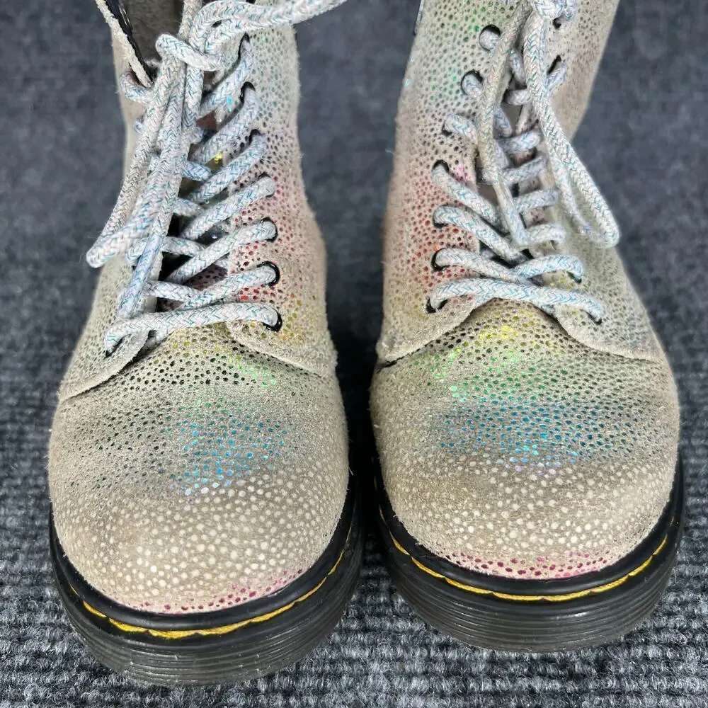 Dr. Martens Pascal T Boots Toddler Girls 10 Rainbow Glitter Suede Side Zip